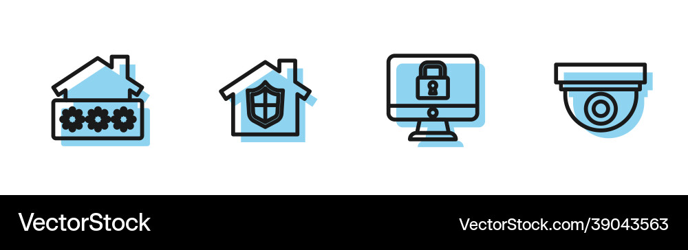 Set line lock on monitor house with password Set line lock on monitor house with password vector image