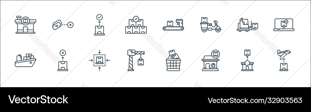 Shipping and delivery line icons linear set Vector Image
