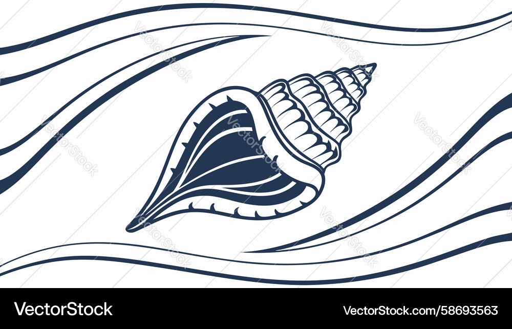 Stylized seashell with dynamic ocean wave design Vector Image