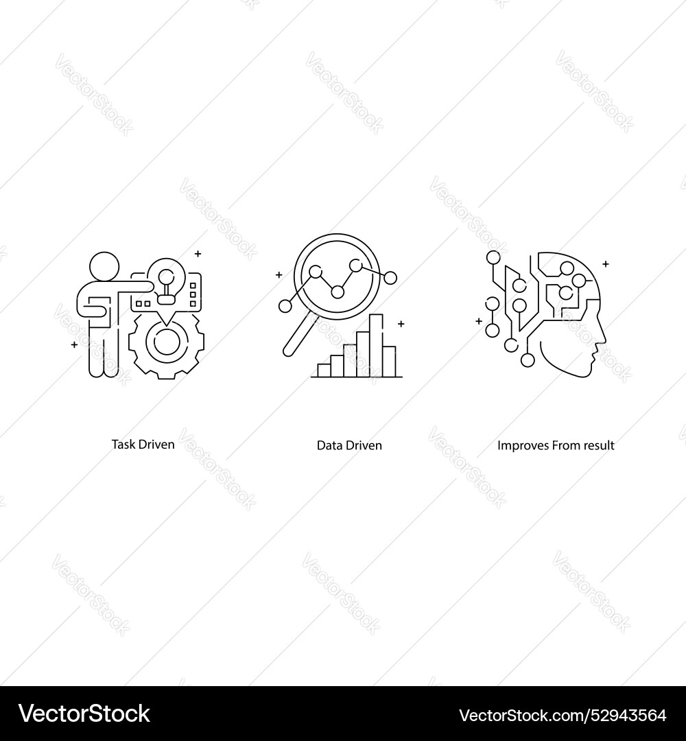 Ai-powered machine learning icons with editable vector image