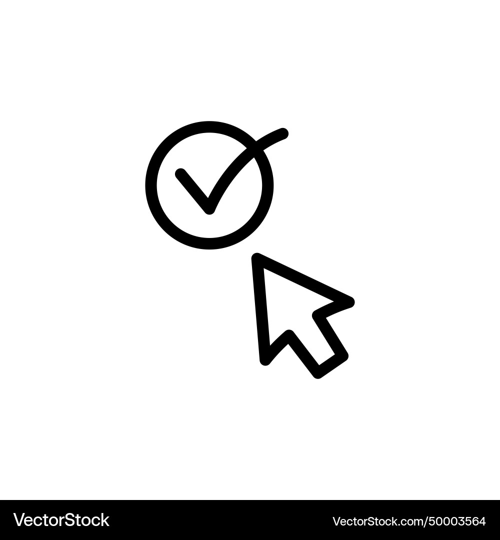 Correct selection icon design with cursor Correct selection icon design with cursor vector image