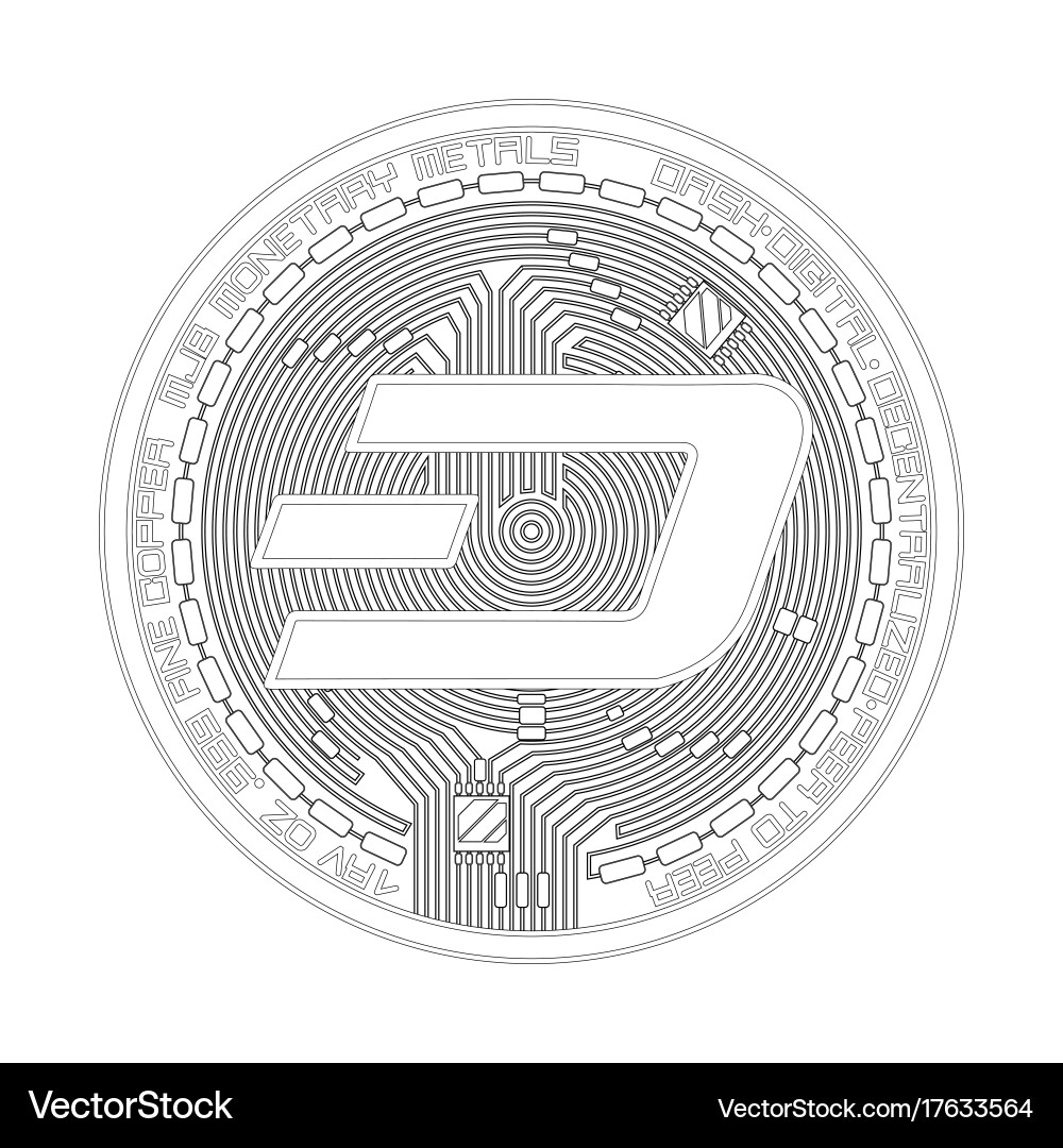 Crypto currency dash black and white symbol – Royalty-Free Vector |  VectorStock