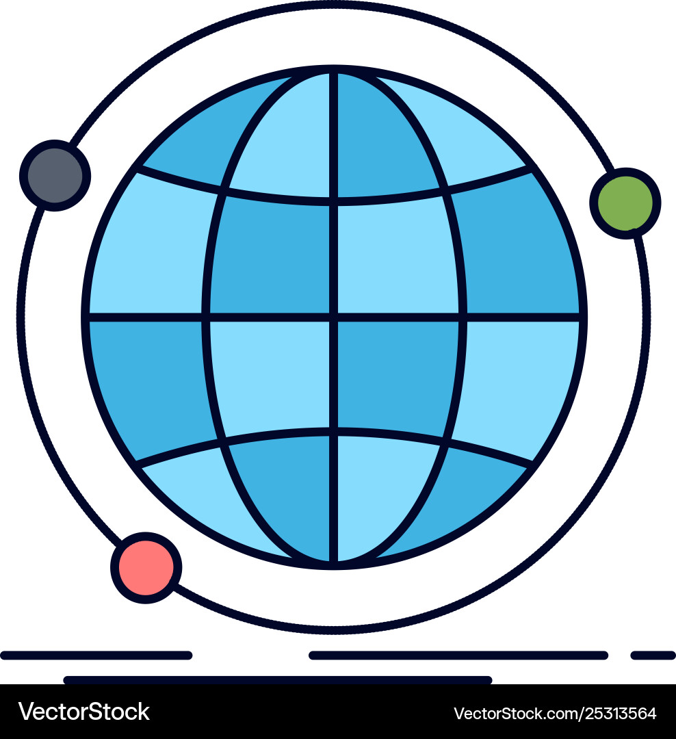 Data global internet network web flat color icon Vector Image