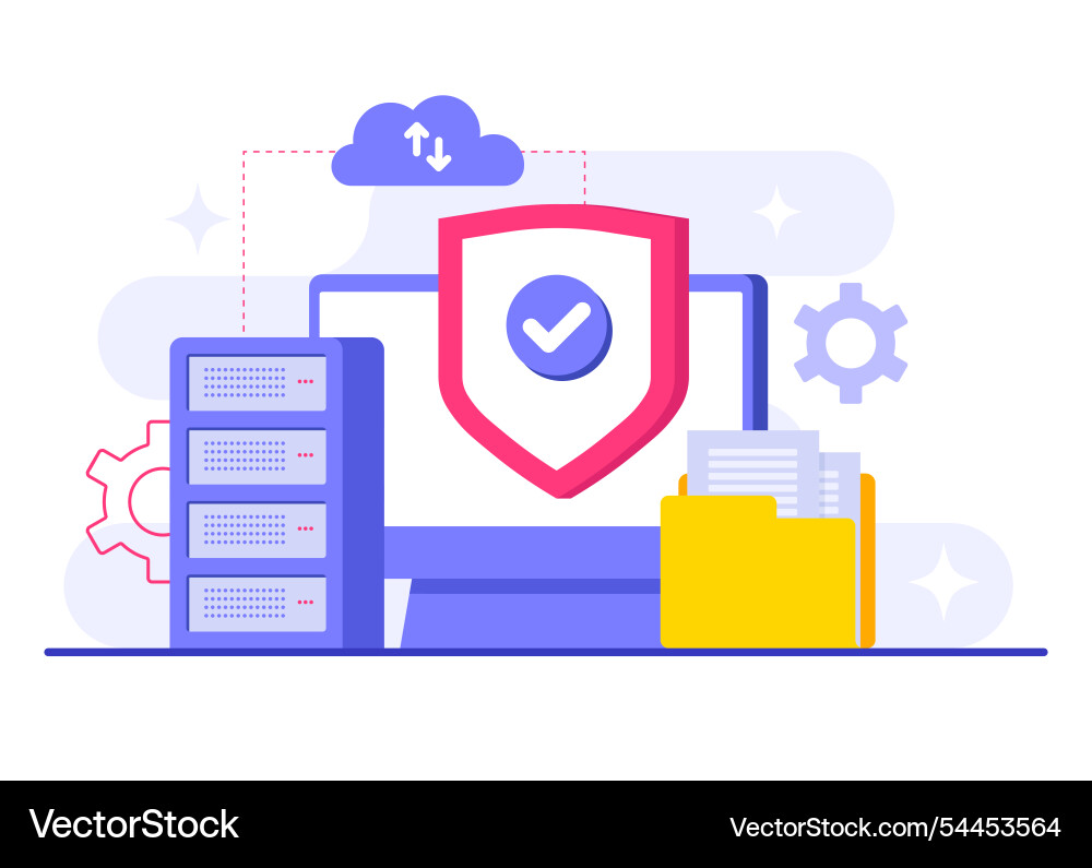 Database protection cyber security data center Database protection cyber security data center vector image