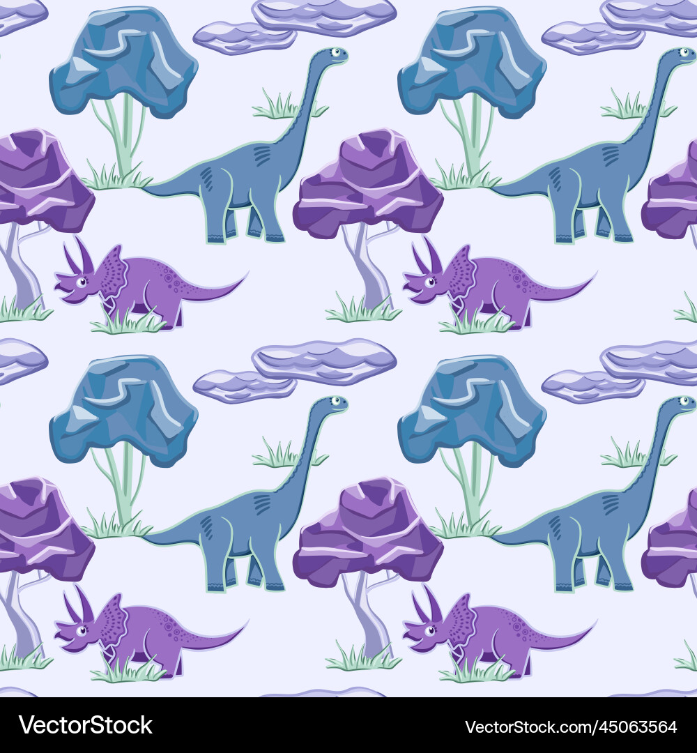 Dino background seamless pattern with dinosaurs Dino background seamless pattern with dinosaurs Vector Image