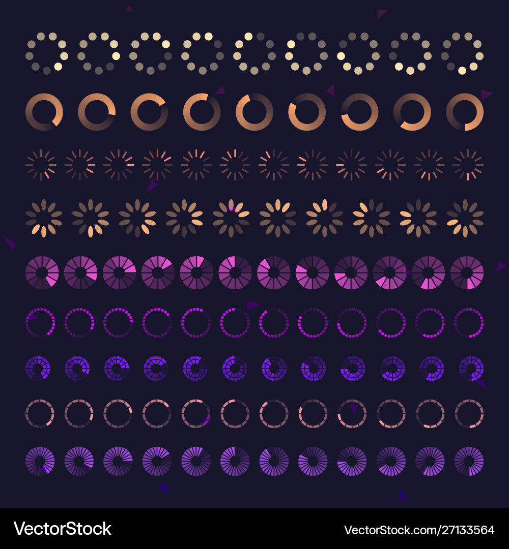 Futuristic progress loading bar icons set vector image