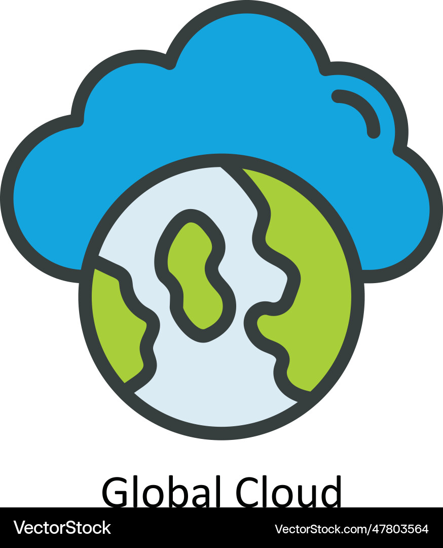 Global cloud fill outline icon design illus Vector Image