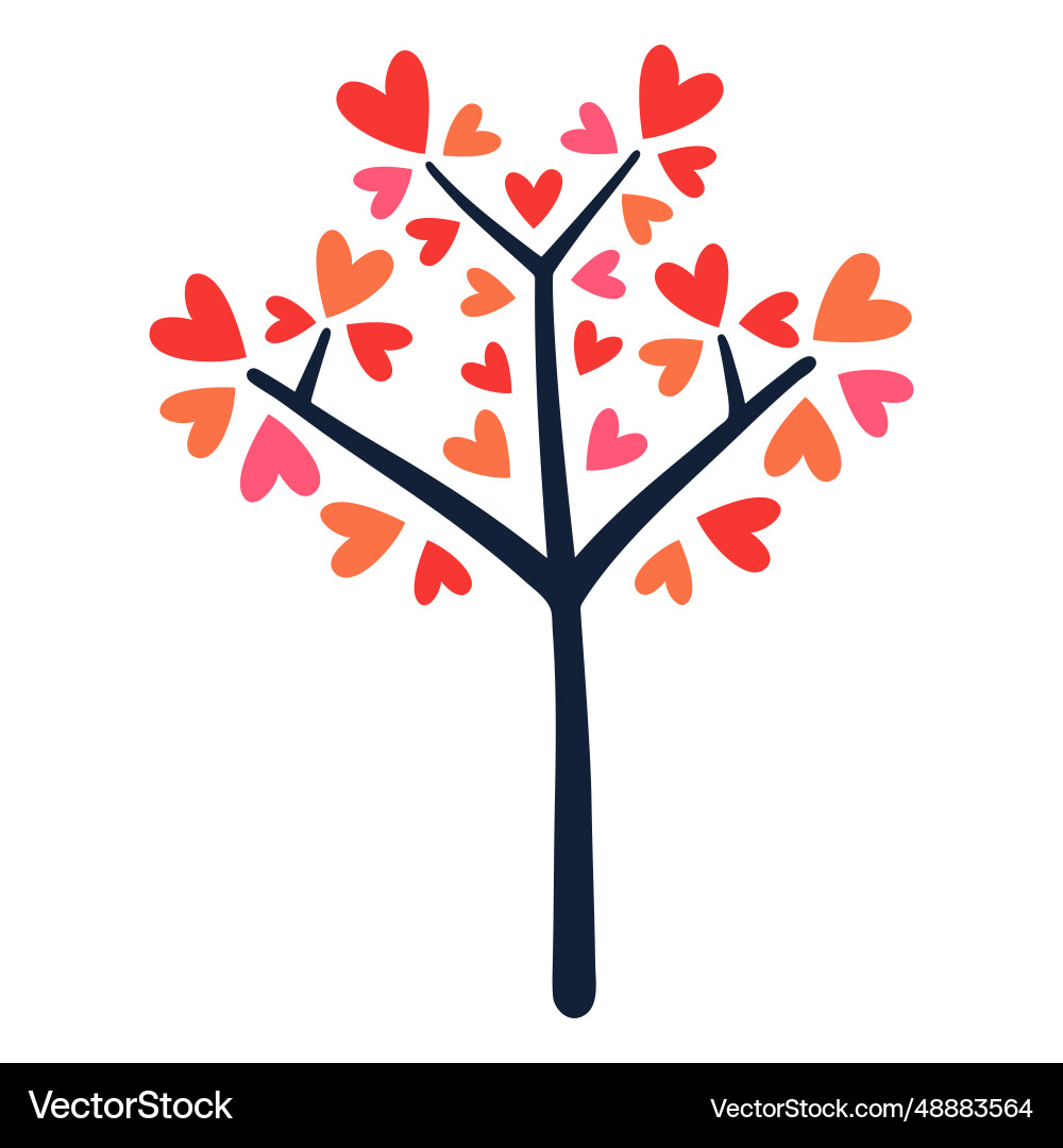 Heart pink tree flat Heart pink tree flat vector image