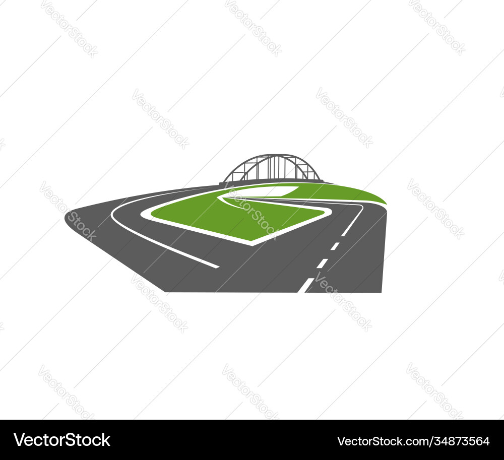Highway with bridge and level junction icon Highway with bridge and level junction icon vector image