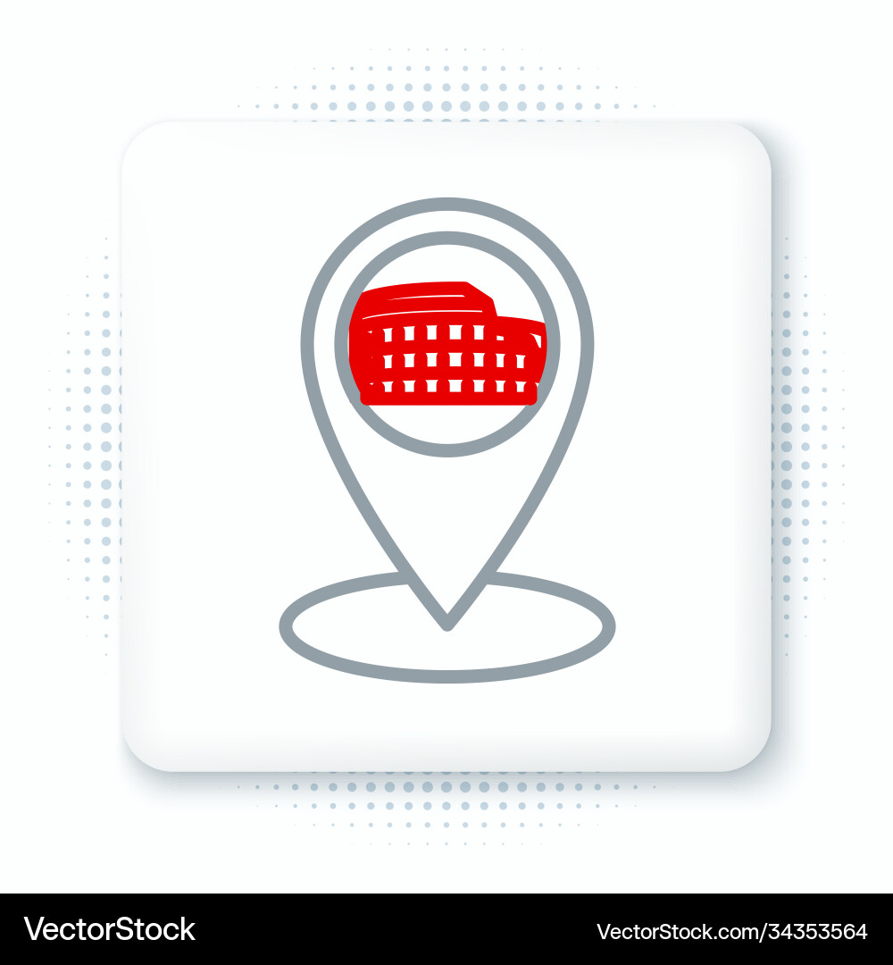 Line map pointer with coliseum in rome italy icon Line map pointer with coliseum in rome italy icon vector image