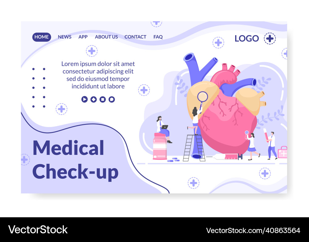 Medical check up landing page template health Medical check up landing page template health vector image