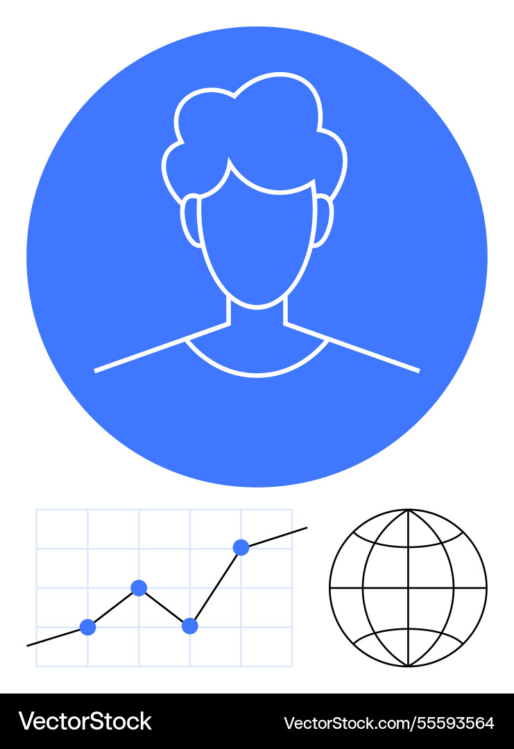 Minimalistic user profile avatar with growth chart Minimalistic user profile avatar with growth chart vector image