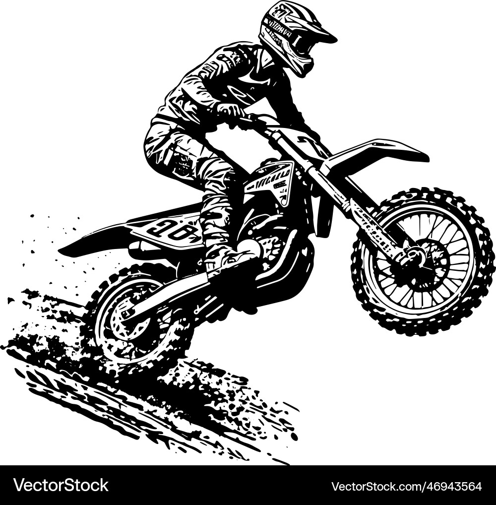 Motocross in black and white style Motocross in black and white style vector image