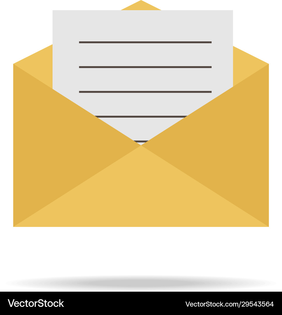 Open envelope with a list or invitation Open envelope with a list or invitation vector image