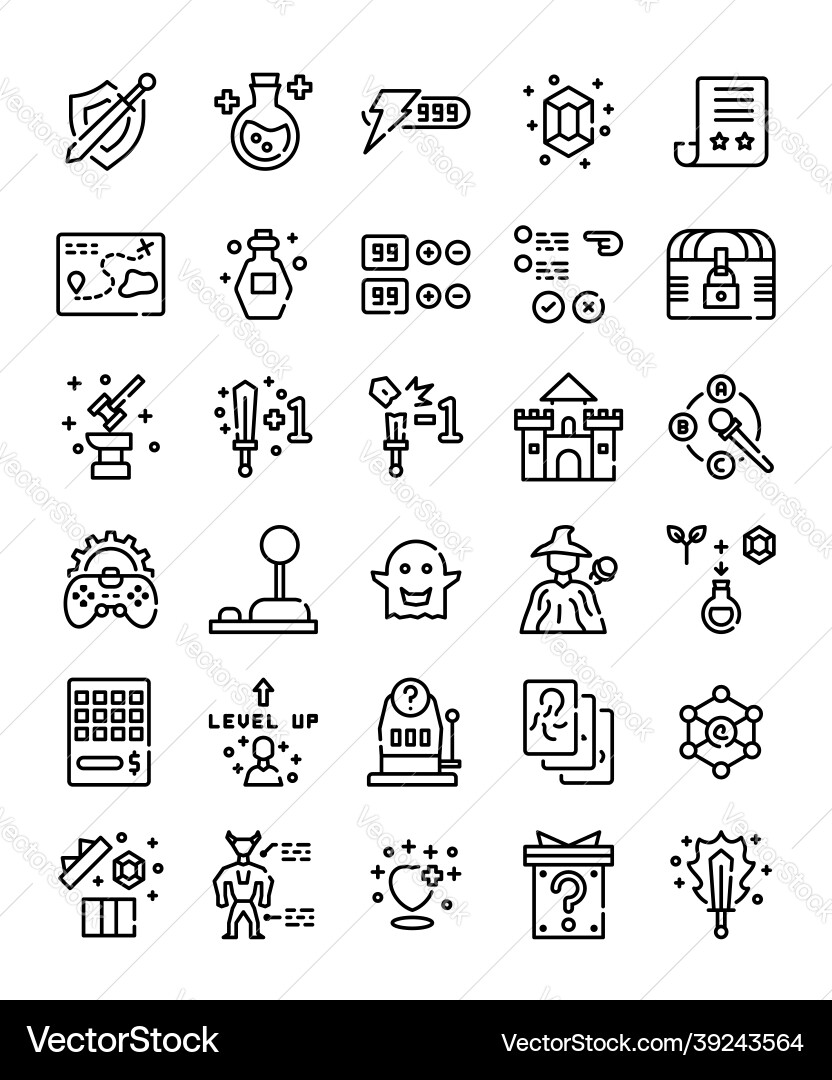 RPG Game Item Icons - Line Art vector image