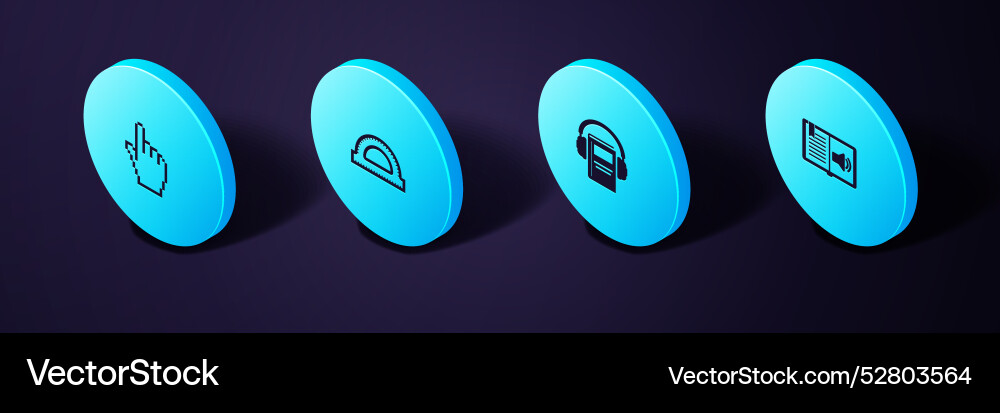 Set isometric audio book protractor grid Set isometric audio book protractor grid vector image