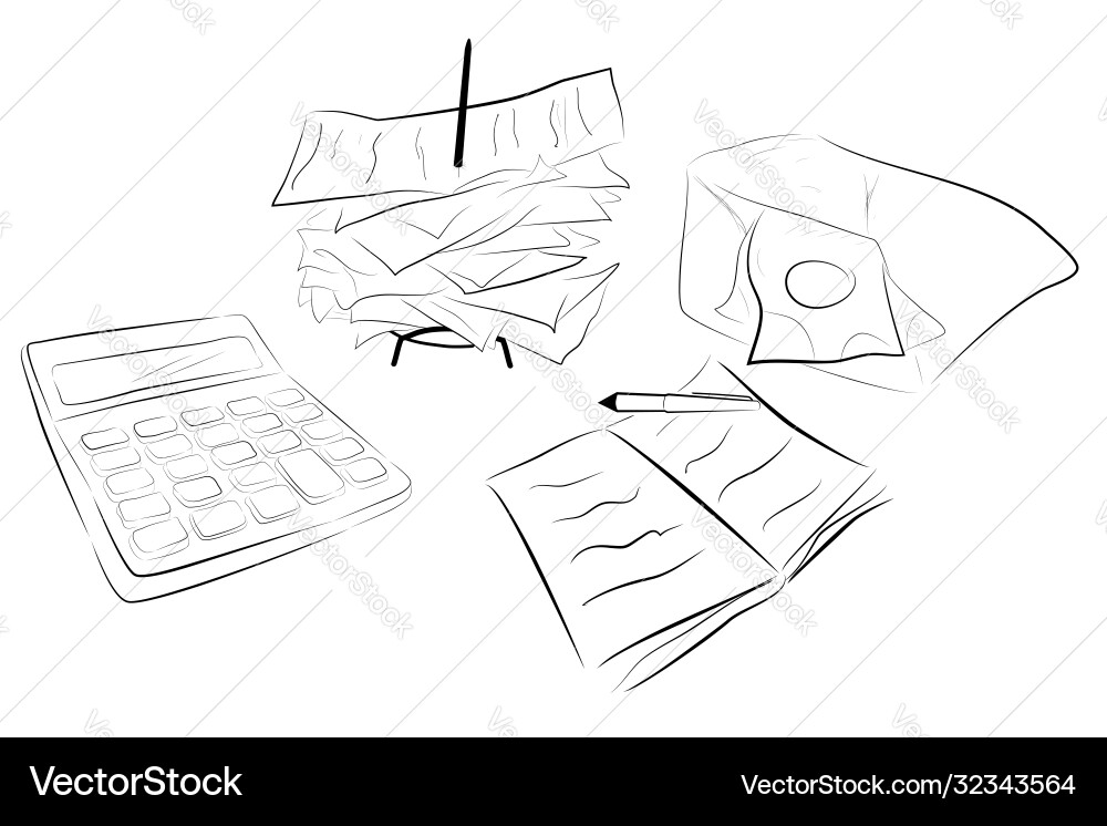 Sketch for cost control calculator stack Vector Image