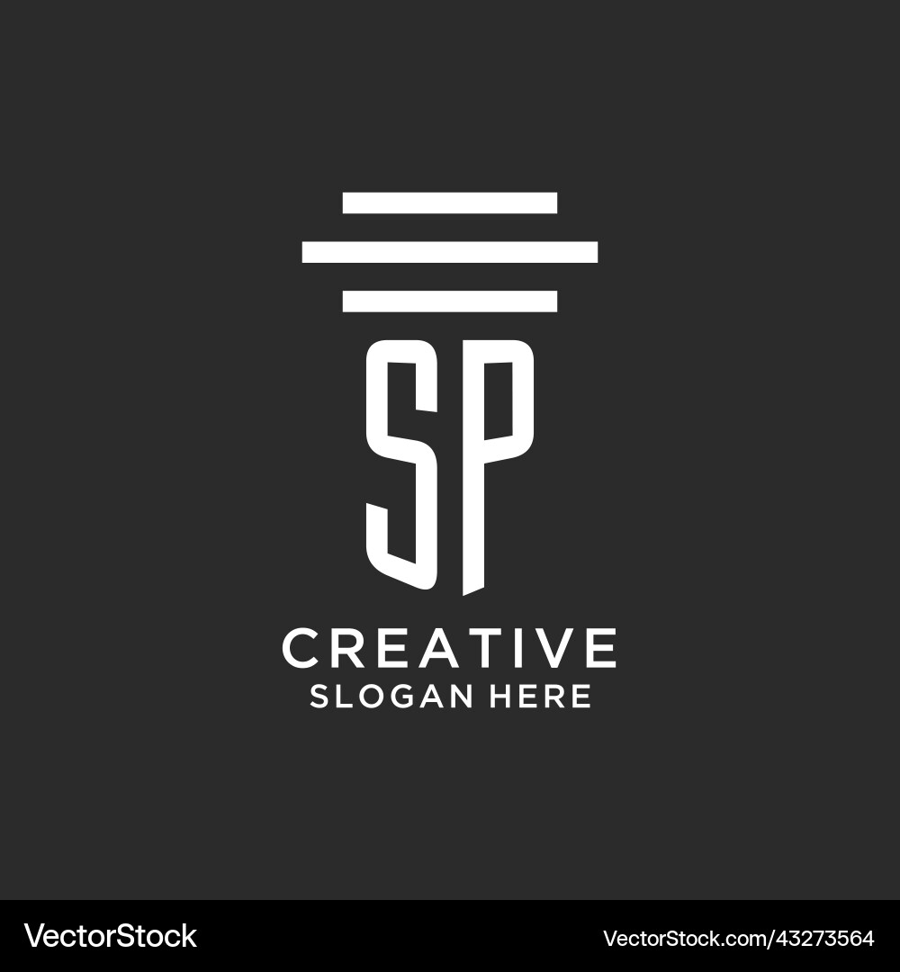 Sp initials with simple pillar logo design Sp initials with simple pillar logo design Vector Image