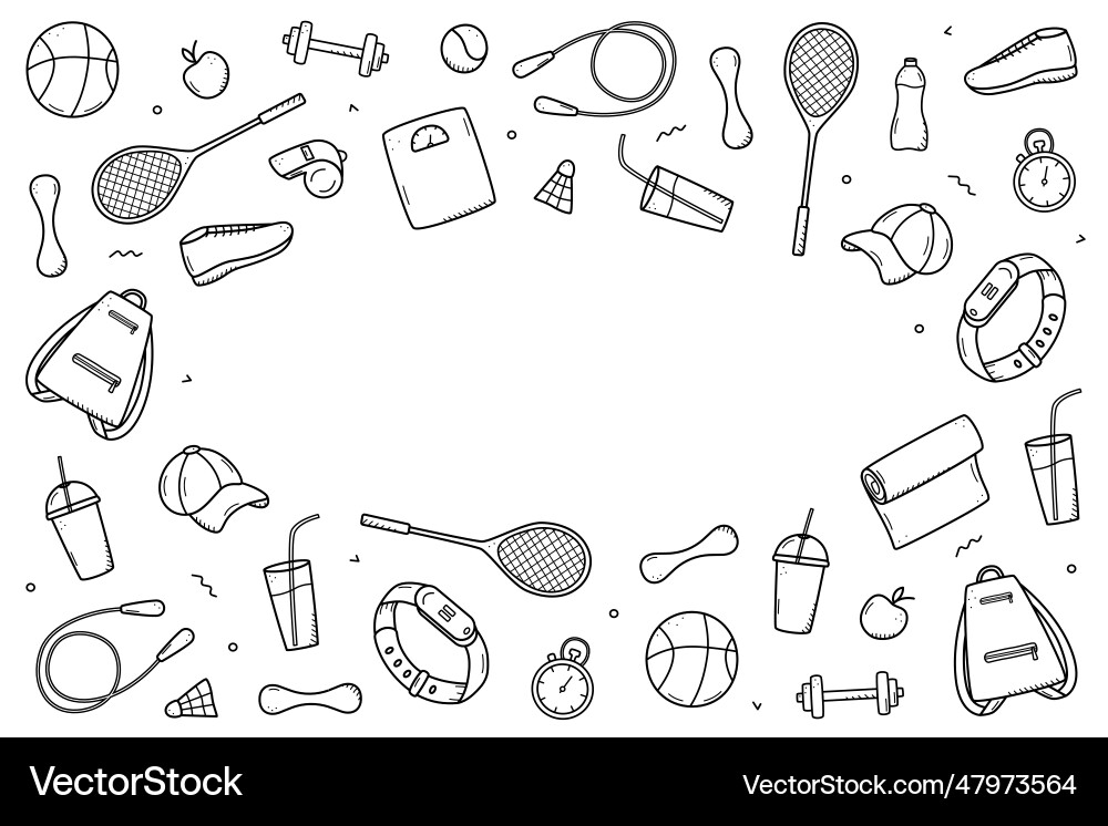 Sports doodle icon set concept design elements Sports doodle icon set concept design elements vector image