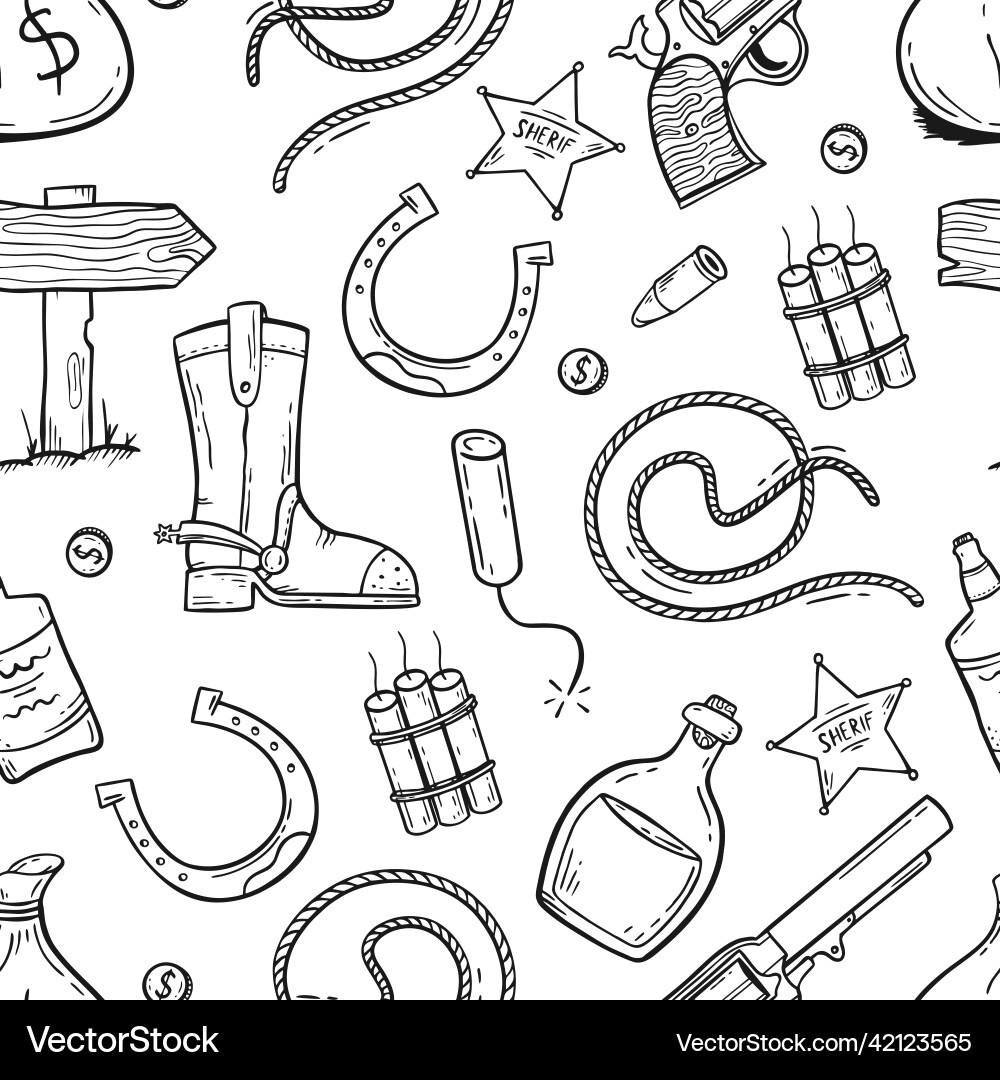 A pattern with elements of the wild west Vector Image