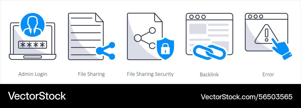 A set of 5 web design icons as admin login file Vector Image