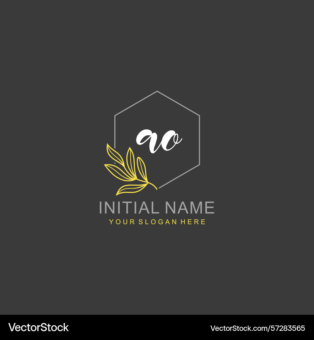 Ao initial logo templates with botanical elements Ao initial logo templates with botanical elements vector image