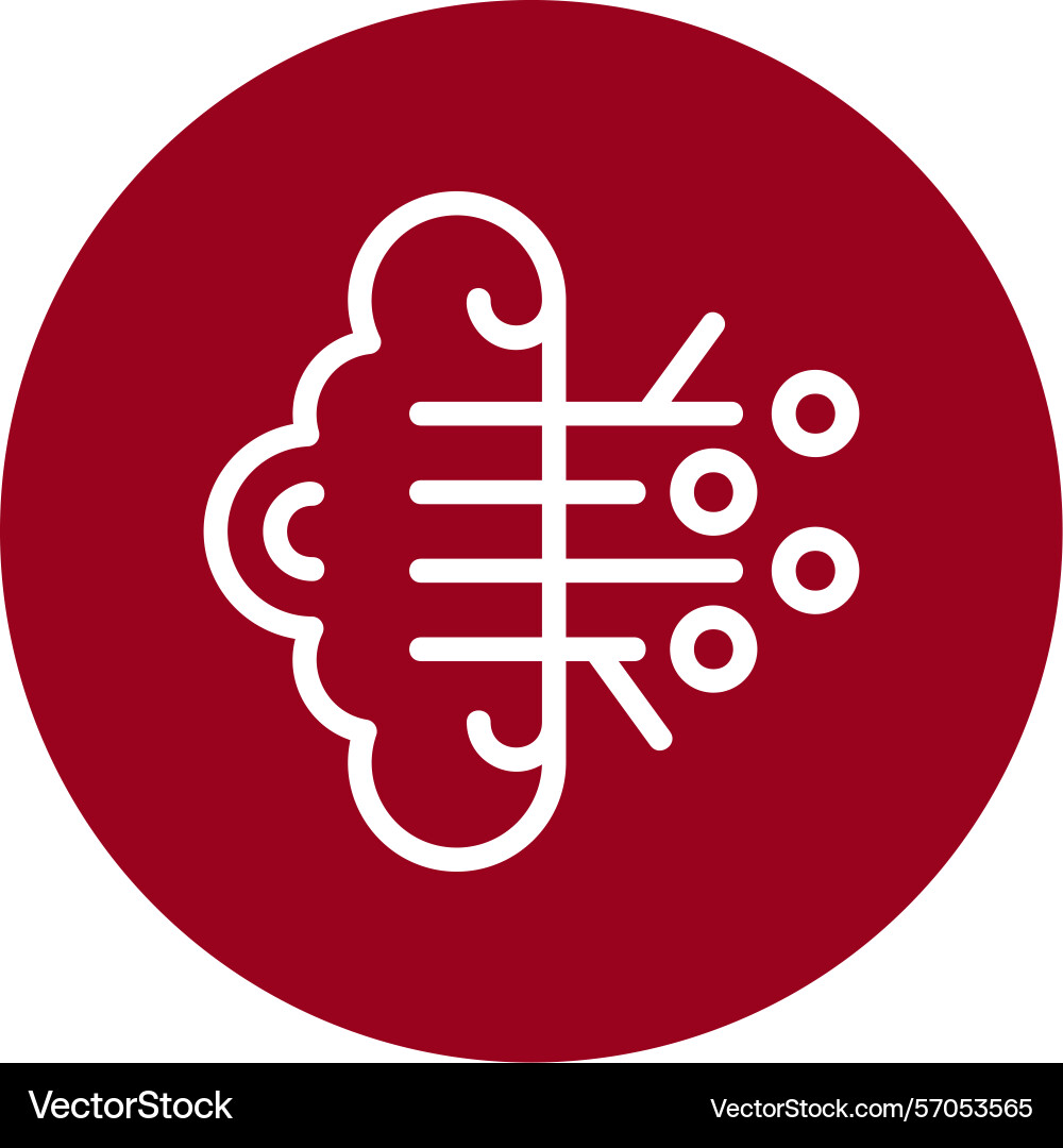Brain circuit line circle style icon design vector image