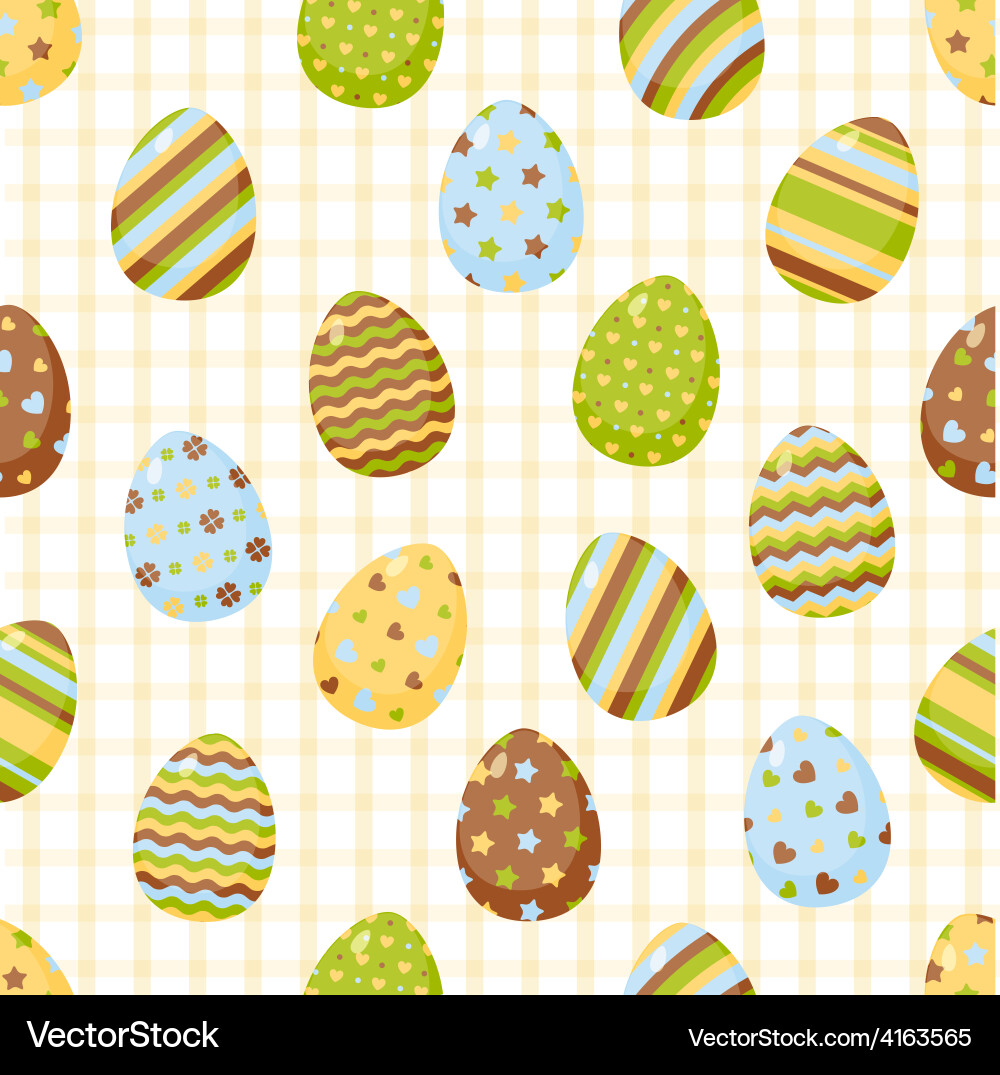 Easter pattern with colorful different eggs vector image