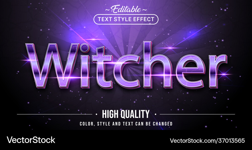 Editable text style effect - witcher vector image