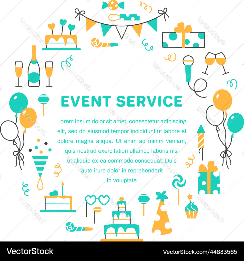 Event service color circle frame with text space Event service color circle frame with text space vector image