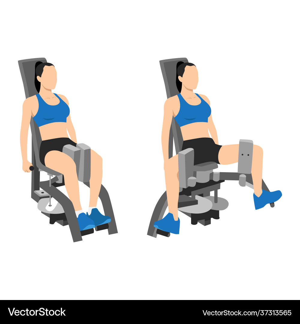 Exercise using adduction inner thigh machine Exercise using adduction inner thigh machine vector image