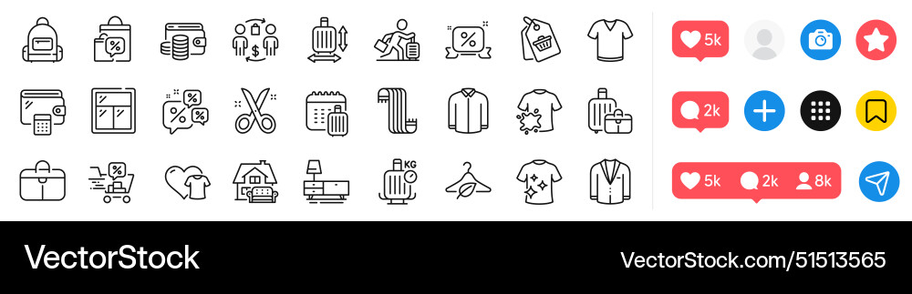 Fenster Geldbörse und Schal Linie Icons Pack Fenster Geldbörse und Schal Linie Icons Pack vektorbild