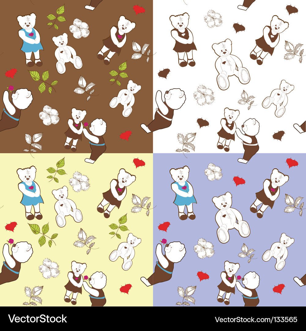 Four seamless patterns with bears vector image