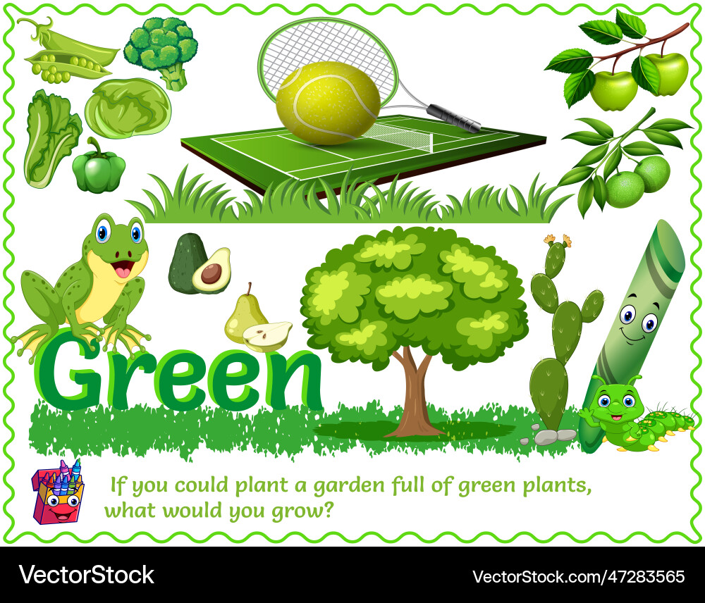 Green color objects Green color objects vector image