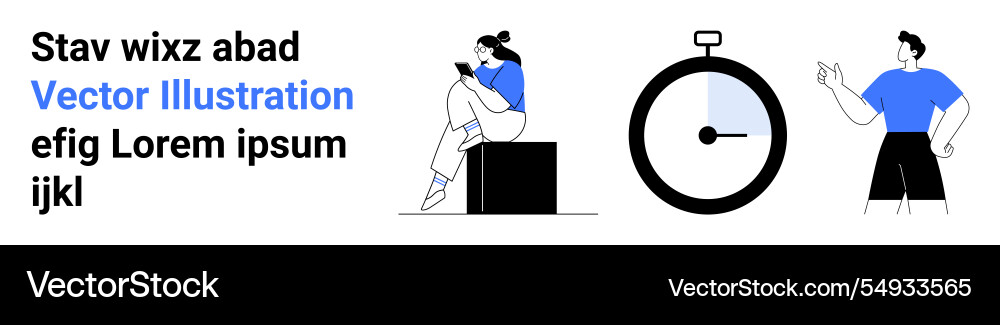 Modern design with stopwatch icon and characters Vector Image