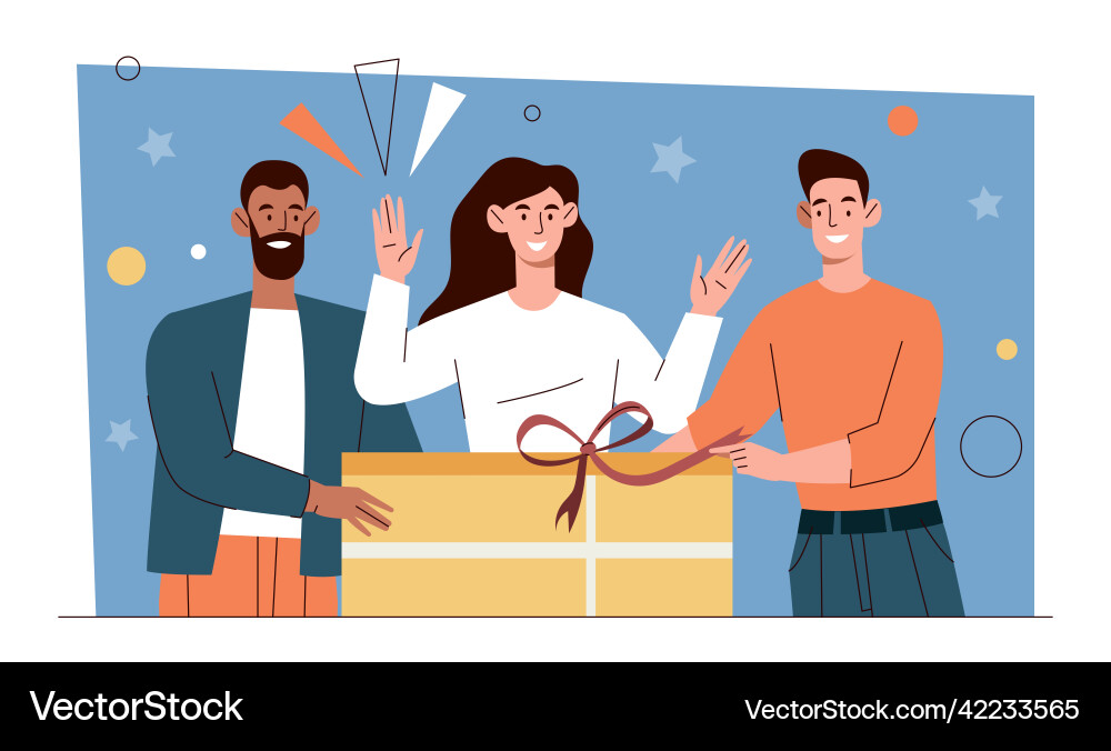 People opening gift People opening gift vector image