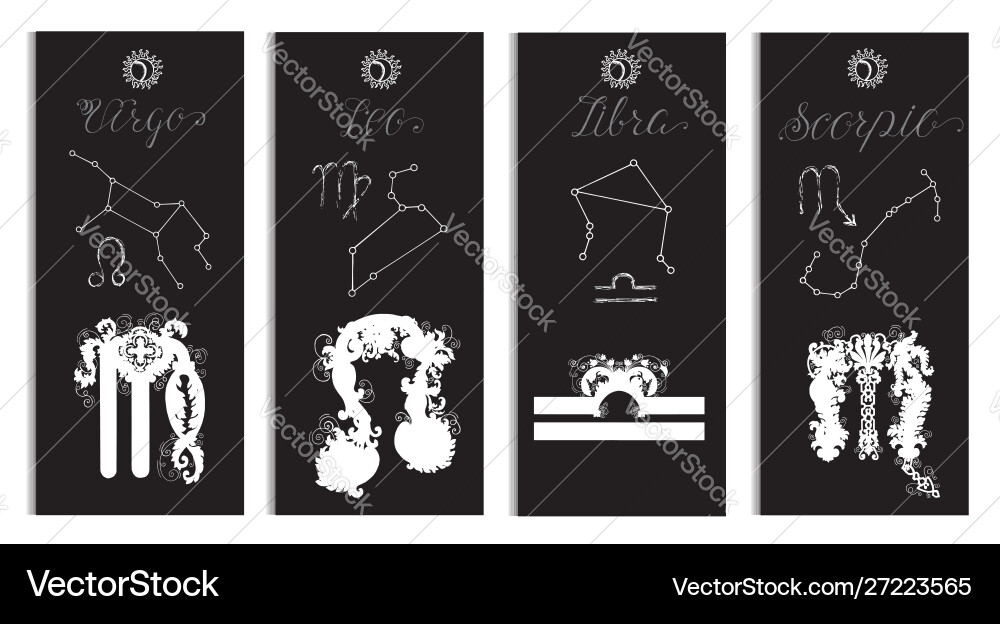 Poster mit virgo leo libra und scorpio Poster mit virgo leo libra und scorpio vektorbild