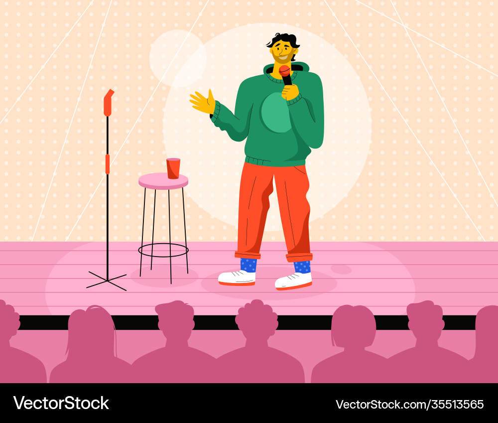 Professionelle Komödien-Aufführung in Stand-up-Show Professionelle Komödien-Aufführung in Stand-up-Show vektorbild