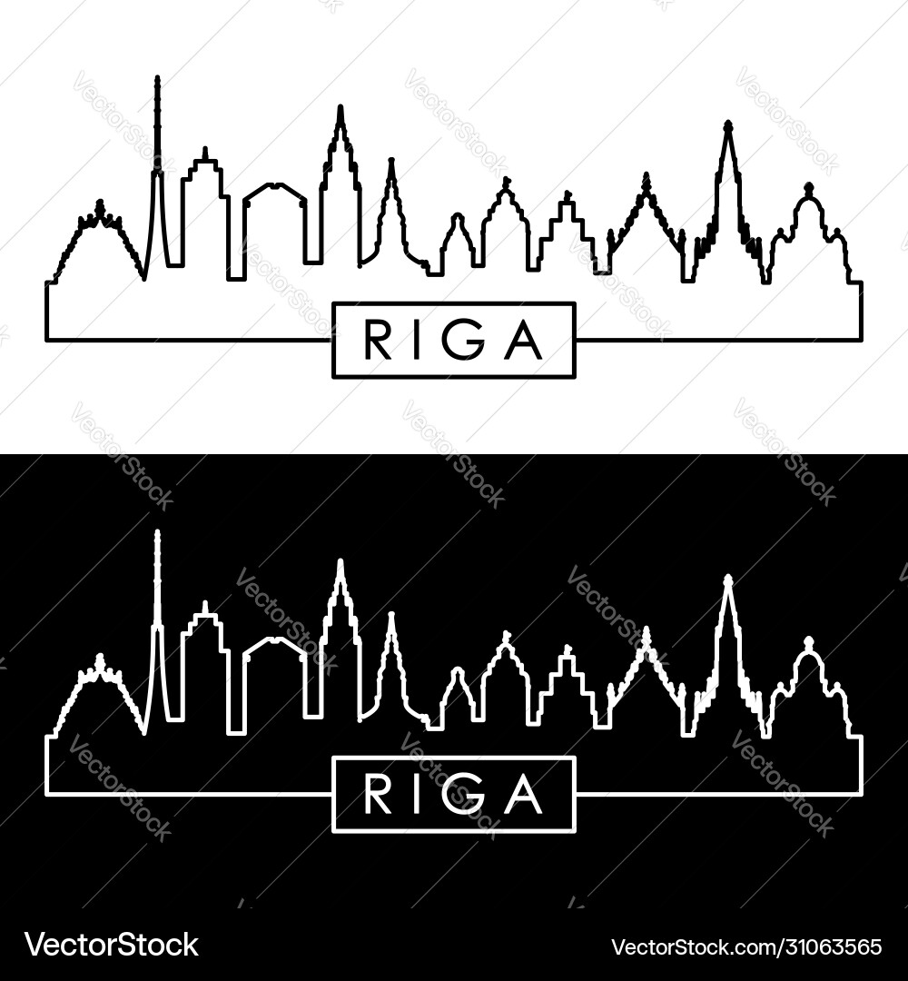 Riga skyline linear style editable file Vector Image