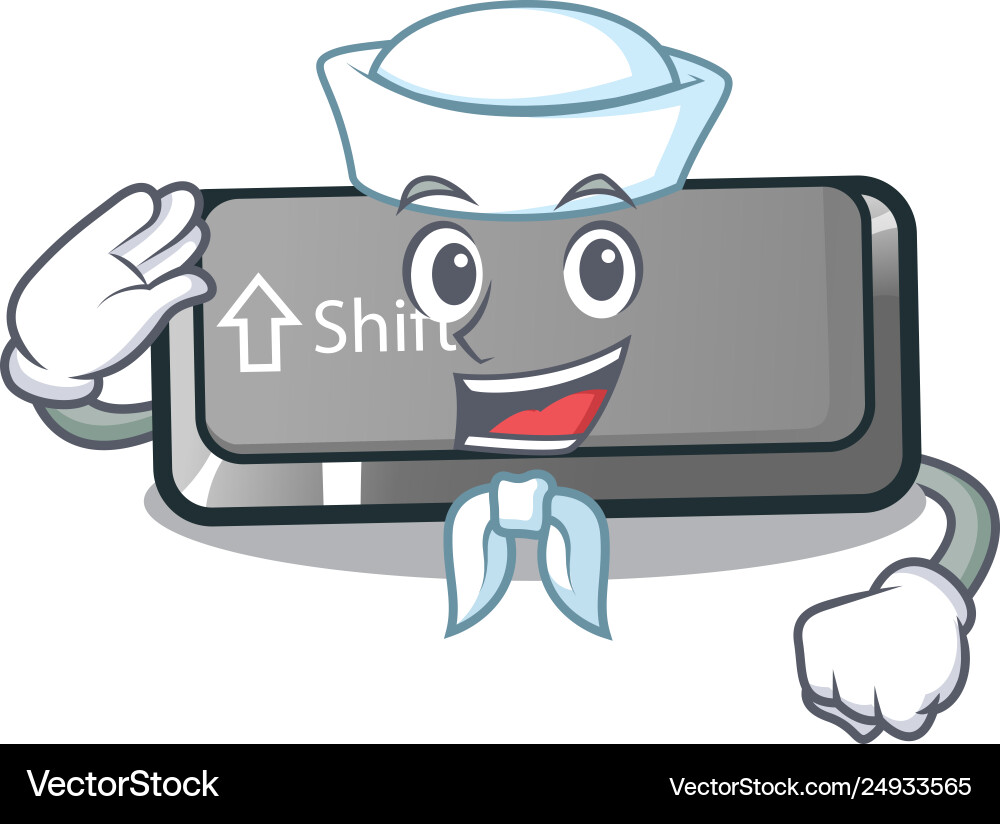 Sailor button shift isolated with character Sailor button shift isolated with character vector image