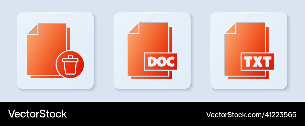 Set doc file document delete Set doc file document delete vector image