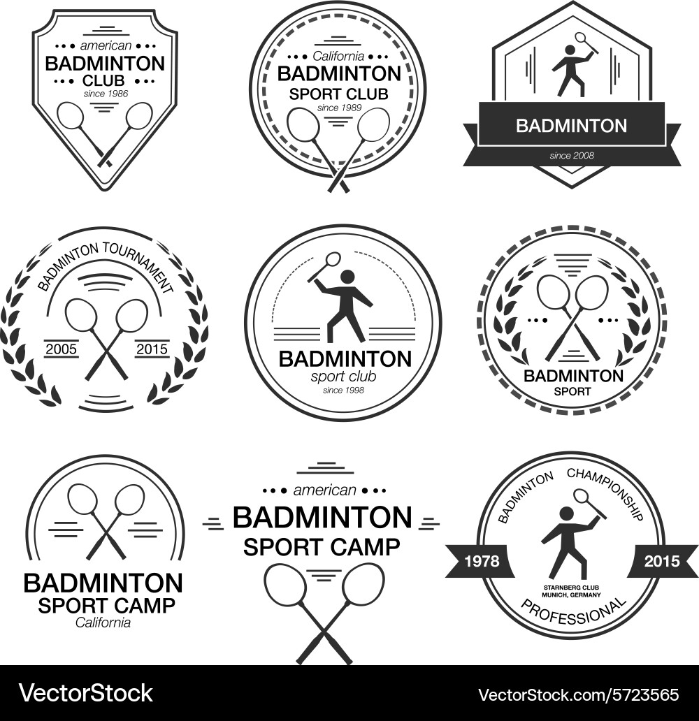 Set of different logotype templates for badminton Vector Image