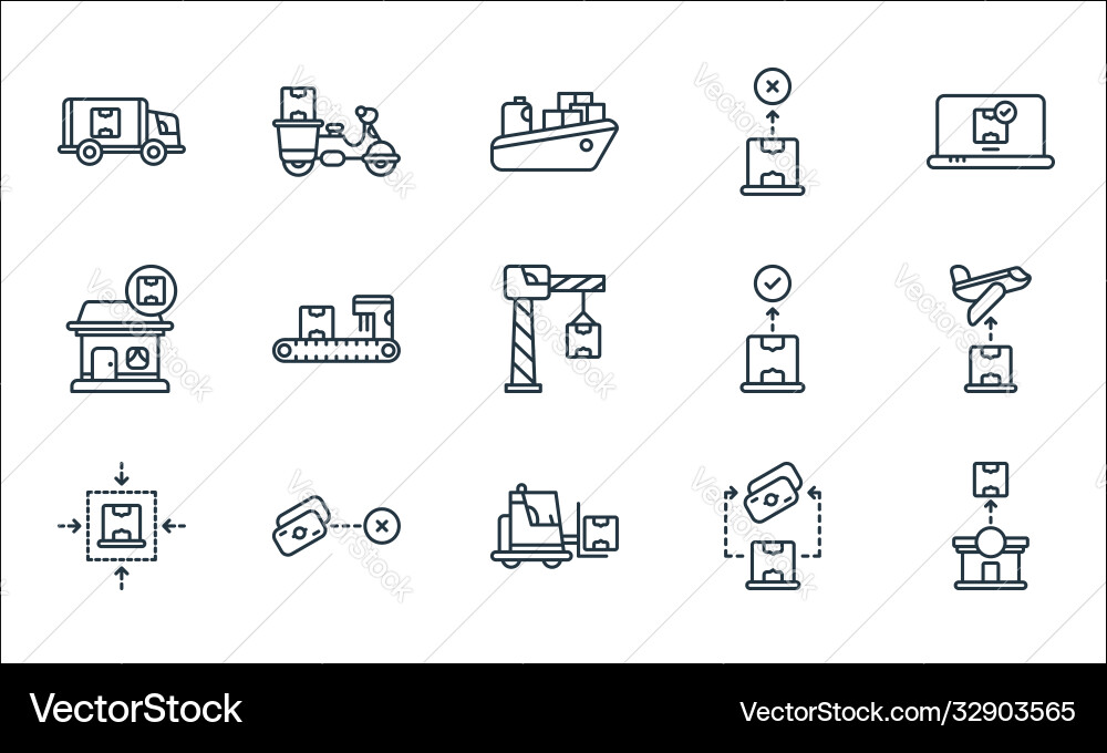 Shipping and delivery line icons linear set Shipping and delivery line icons linear set vector image