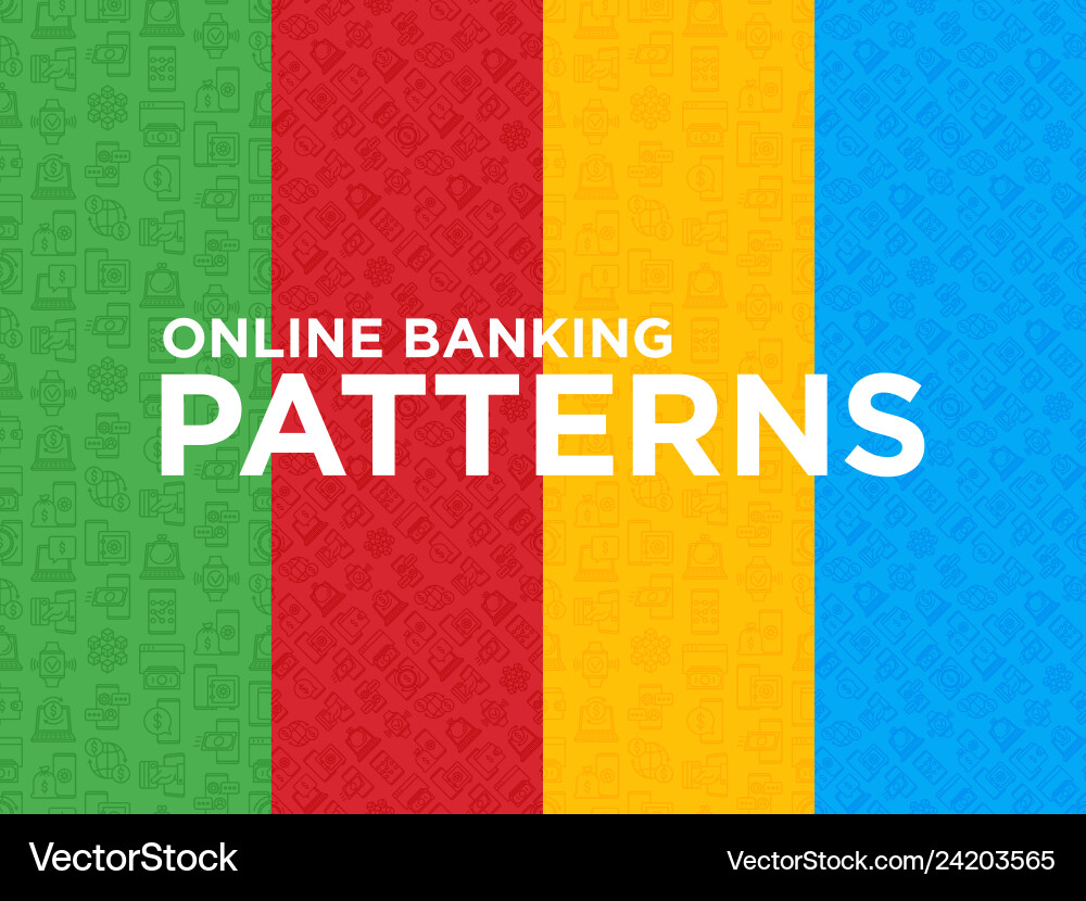 Vier verschiedene Online-Banking nahtlose Muster Vier verschiedene Online-Banking nahtlose Muster vektorbild