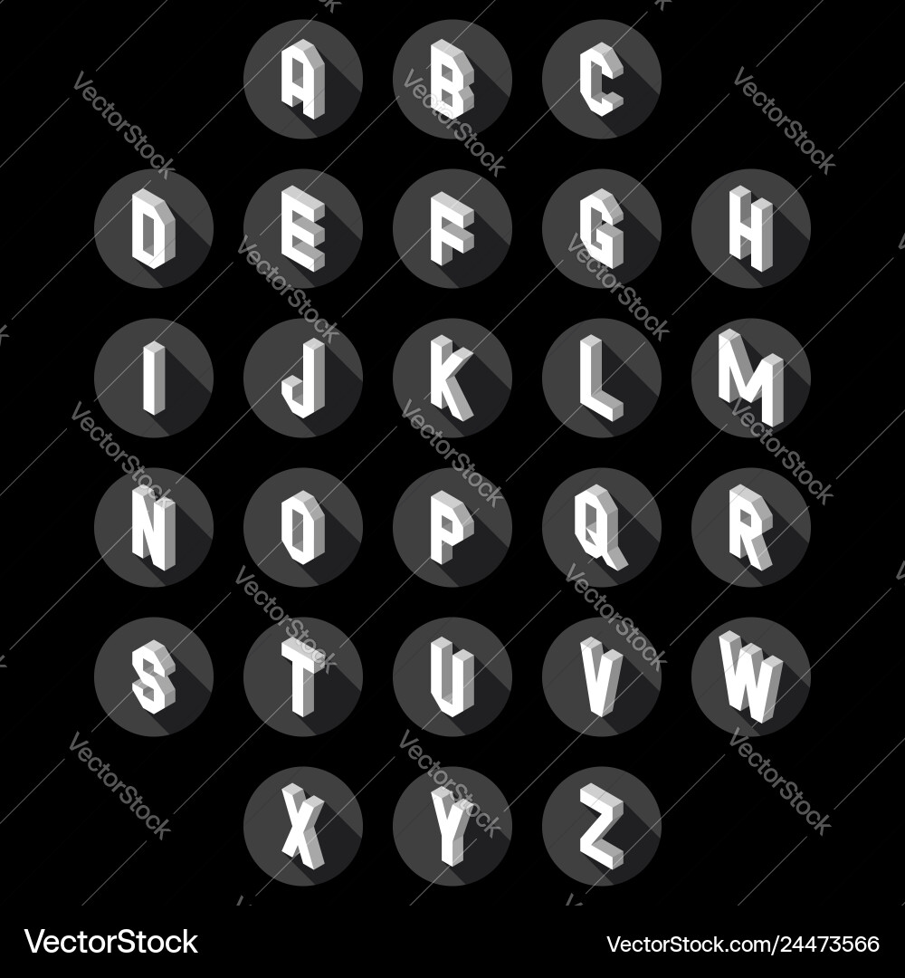 3d flat style font set of alphabet letters Vector Image