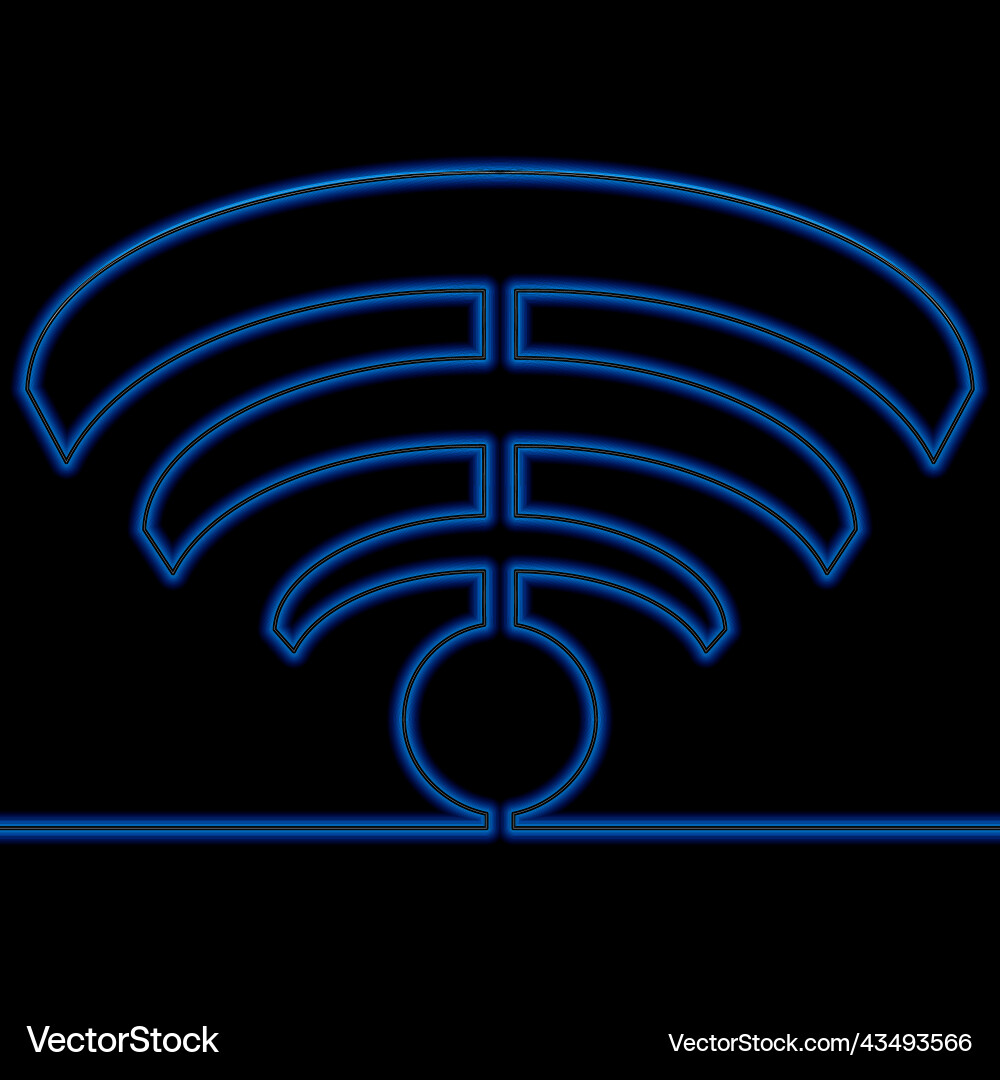 Continuous line wi fi wireless networking neon Vector Image