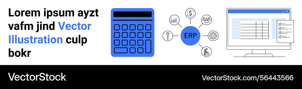 Erp system overview with calculator financial vector image