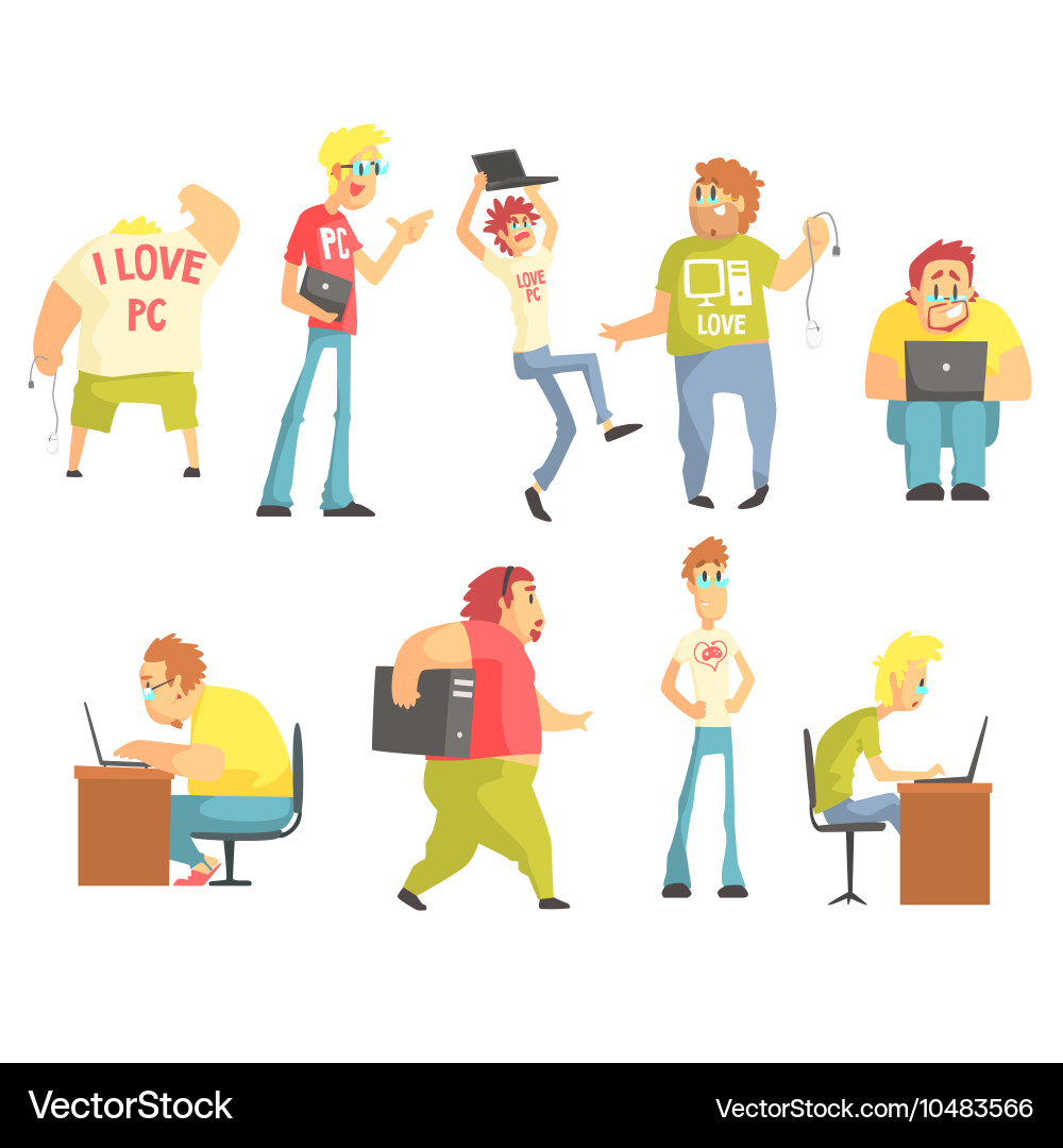 Funny Programmer Characters Set vector image