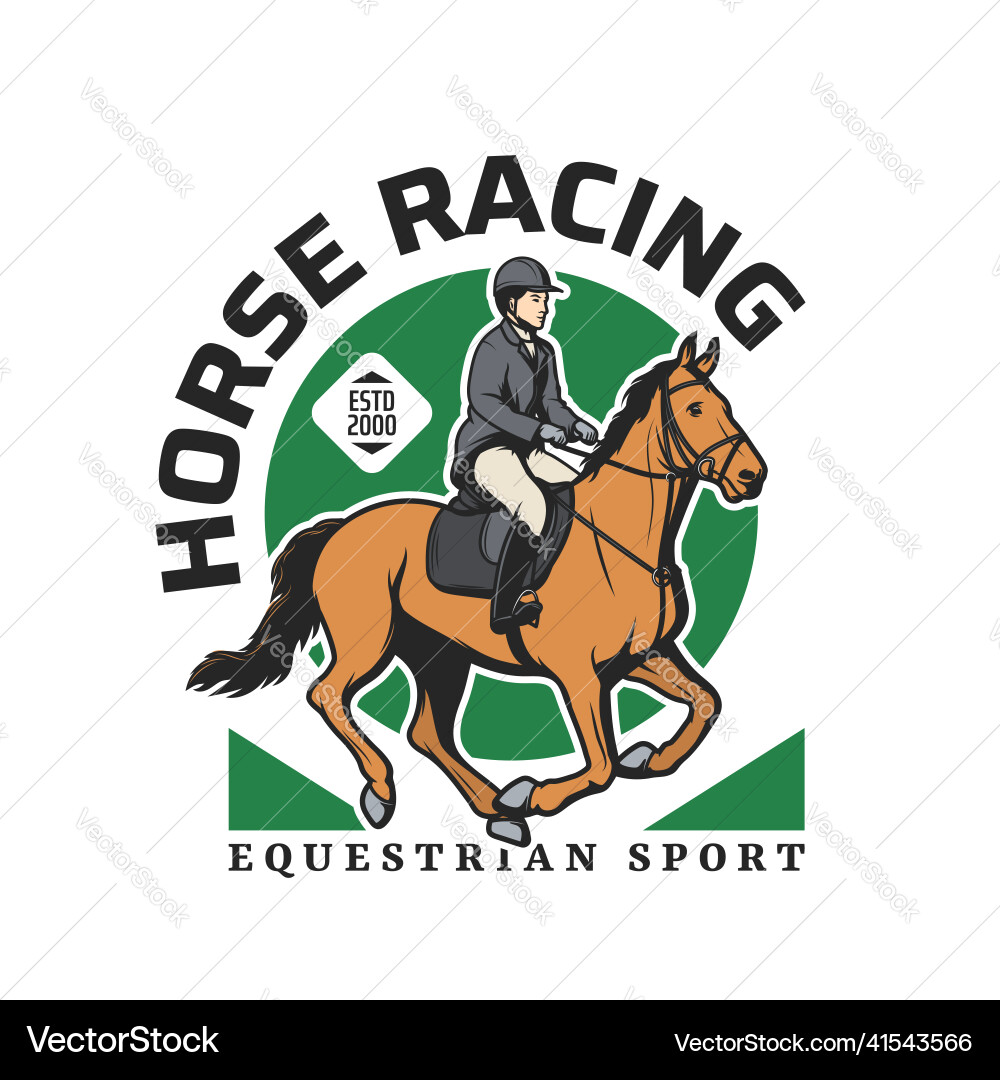Horse racing equestrian sport icon or emblem vector image