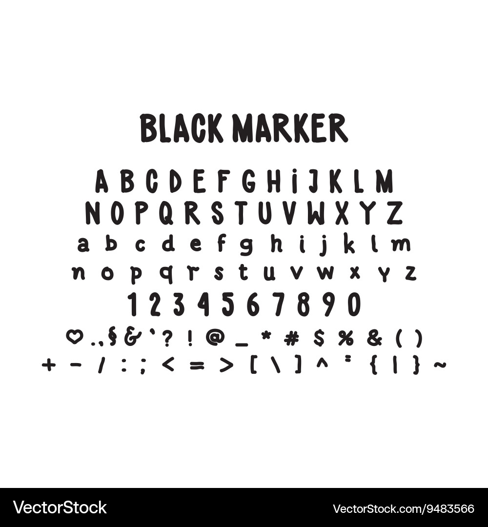 Marker Script Font - Handwritten Style Vector Image